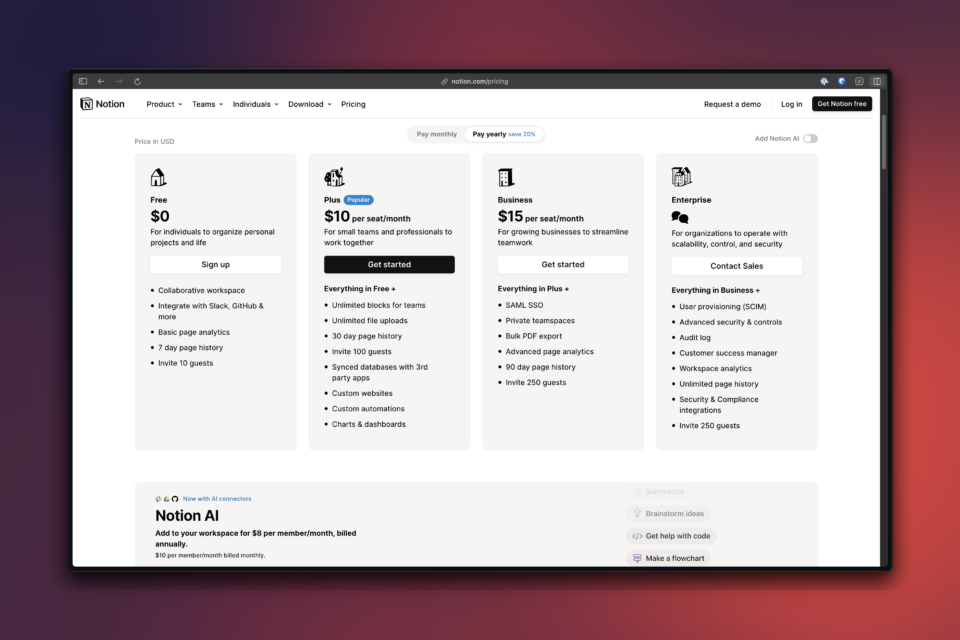 notion pricing 19 oct 2024